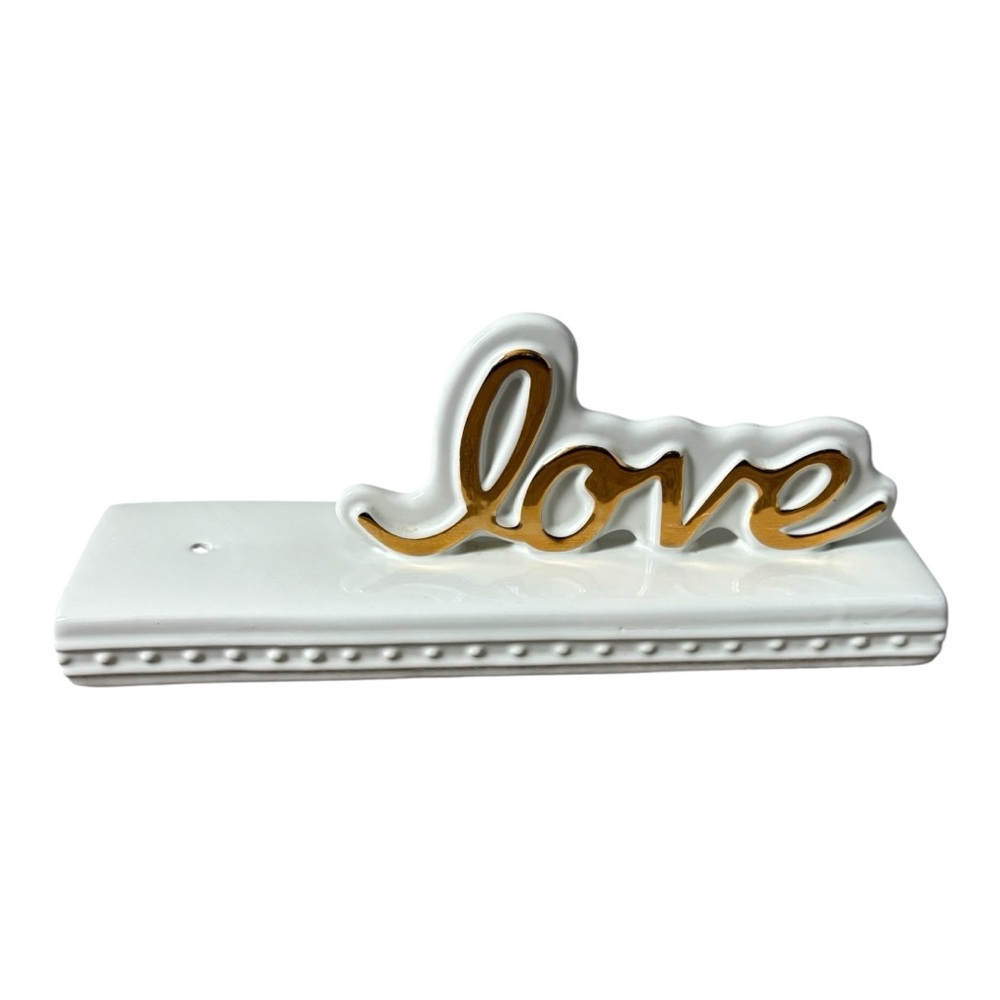 Nora Fleming Retired “Love”  White Gold Script Sign SGO2